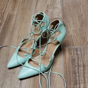 Banana Republic aqua lace up heels